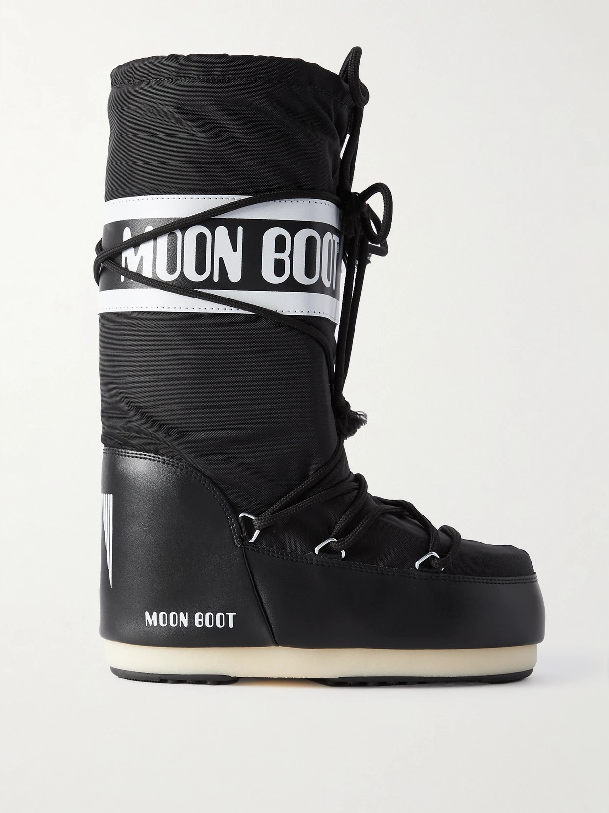 Moon Boot - Icon Shell And Faux Leather Snow Boots - Black | NET-A-PORTER (US)
