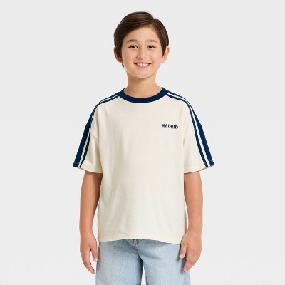 Boys' Short Sleeve Jersey T-Shirt - Cat & Jack™ Off-White XS | Target