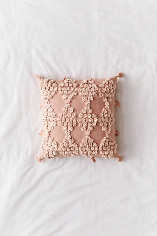 Eden Tufted Throw Pillow - Pink 18X18 at Urban Outfitters | Urban Outfitters (US and RoW)