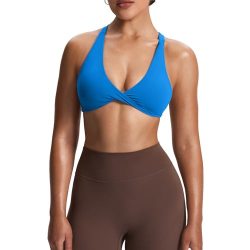 Aoxjox Women's Workout Sports Bras Fitness Satara Low Impact Bra Yoga Crop Tank (Directoire Blue, XX-Large) | Amazon (US)