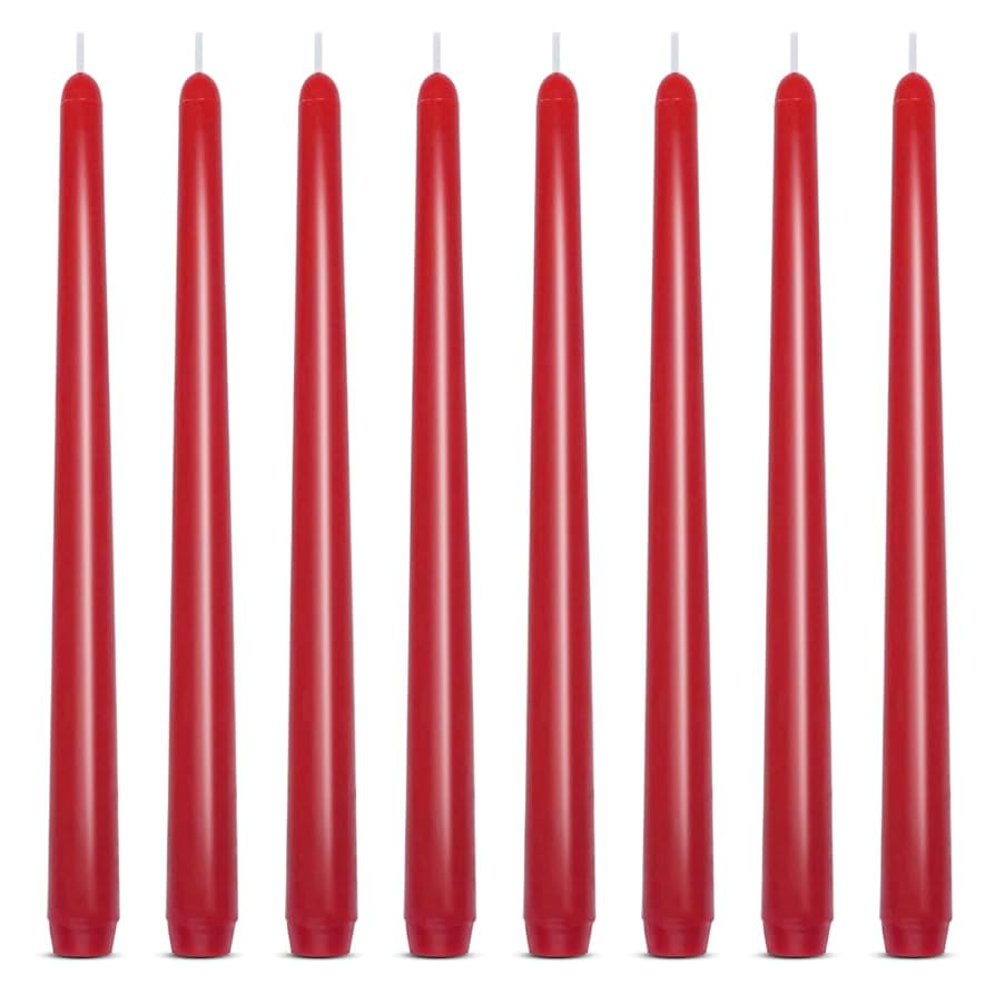 Set of 8 10 Inch Red Taper Candles, Dripless Unscented Decorative Burgundy Colored Skinny Candles... | Amazon (US)