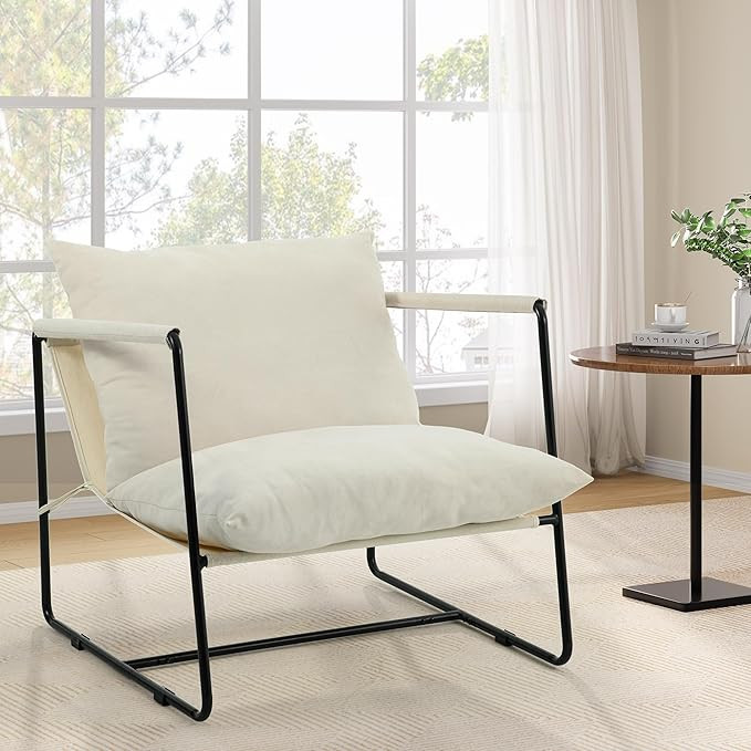 YITAHOME Modern Accent Chair, Metal Framed Armchair with Soft Cushion, Minimalist Style Chair for... | Amazon (US)