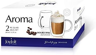 JoyJolt Double Wall Glasses 13.5-Ounce Insulated Mugs Double Walled Glass Cups For Coffee Tea Set... | Amazon (US)