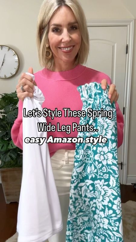 Amazon wide leg pants for spring or summer. Flowy, fun and flattering… I think I need a second pair! Comes in 12 colors and solids too. High neck top is a great length for tucking and stays in place. 

Amazon fashion, summer outfit, wide leg pants, over 40, over 50, spring outfit, summer outfit, palazzo pants, Amazon top, summer top, high neck top

#LTKSeasonal #LTKover40 #LTKVideo