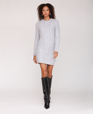 Avec Les Filles Women's Long Sleeve Cable Knit Mini Dress - Macy's | Macy's