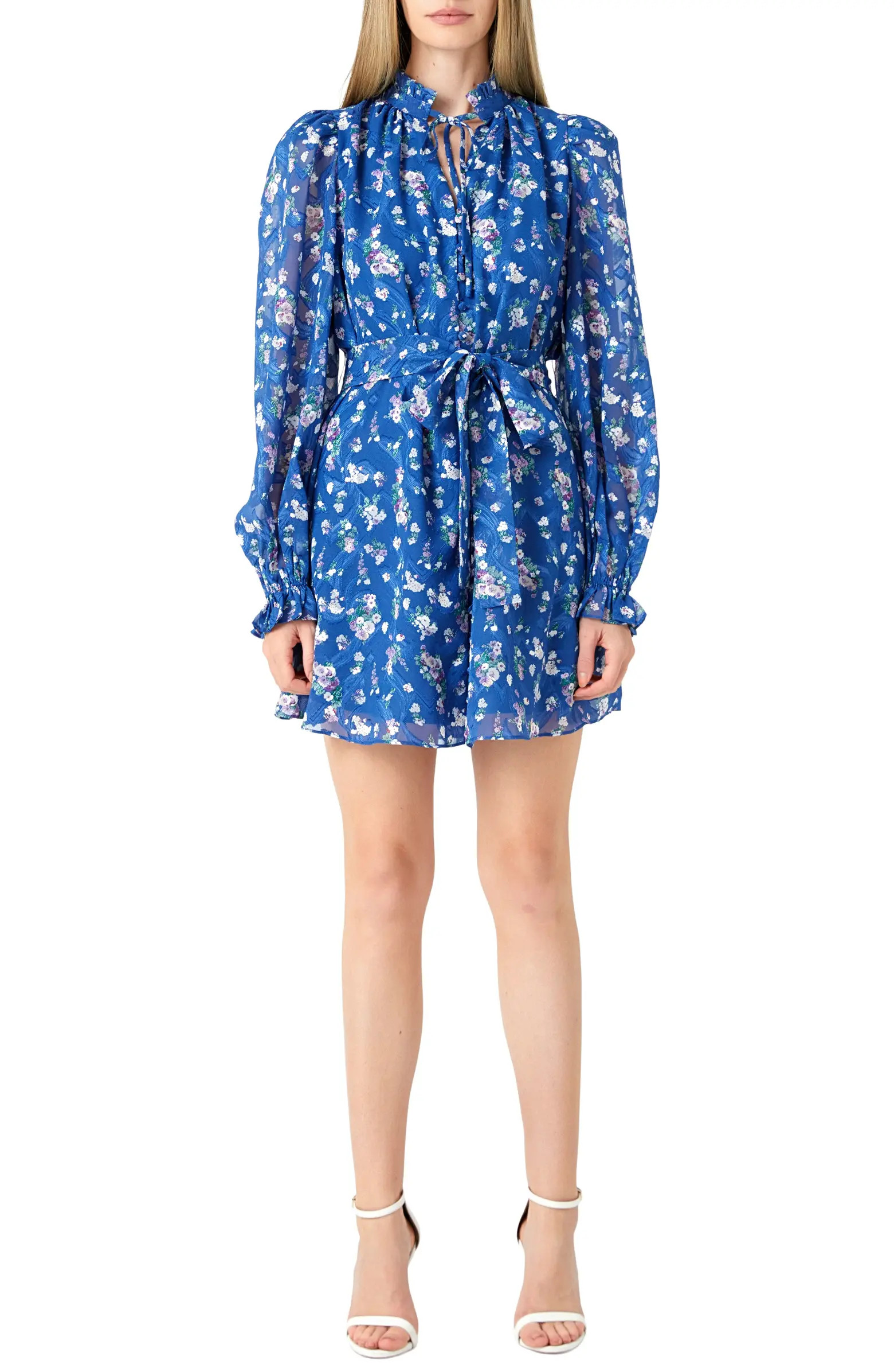 Endless Rose Floral Long Sleeve Chiffon Minidress | Nordstrom | Nordstrom