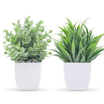 2 Packs Small Fake Plants Mini Artificial Potted Plants For Table Desk Home Bathroom Office Decor | SHEIN