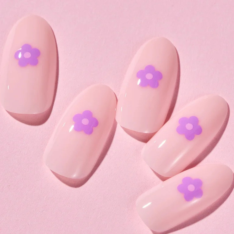 Lottie London Stay Press'd, Press on Nail Set, Lilac Flower Print Almond Shape, Flower Power, 24 ... | Walmart (US)