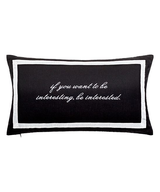 Kate Spade New York Throw Pillows Black - Black 'Be Interesting' Lumbar Pillow | Zulily