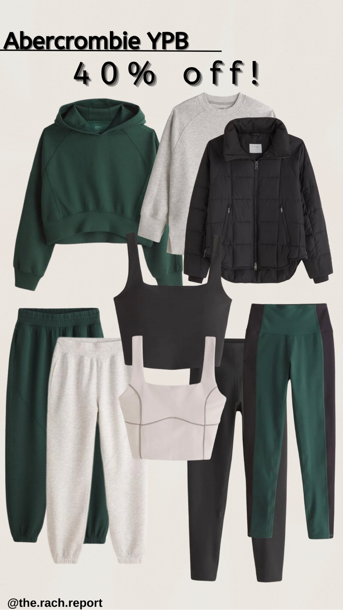 Abercrombie YPB — 40% off
•
Active
Activewear
Leggings 
Sweatshirt 

#LTKunder100 #LTKunder50 #LTKsalealert