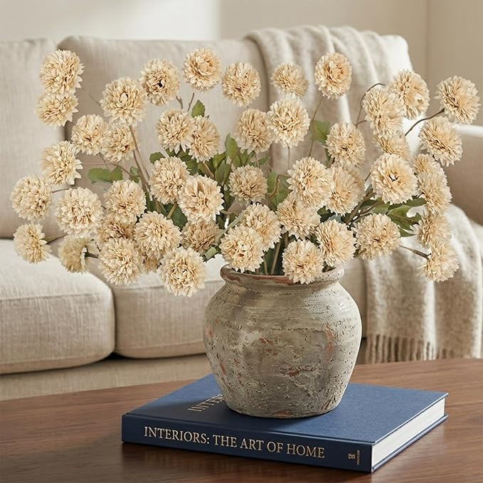 Briful 12pcs Artificial Kiku Mums Flowers – Realistic Silk Pom Pom Faux Chrysanthemums for Home... | Amazon (US)