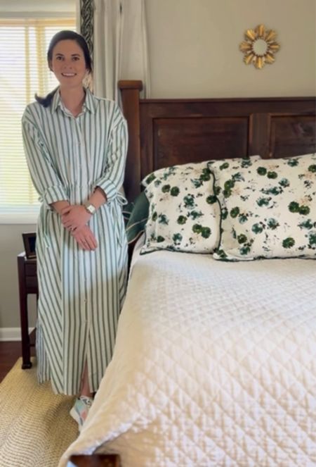 This Target green and white striped dress is perfect for early spring days. It has an adjustable cinched waist and is generously sized. I’m wearing it in a small but could’ve worn an extra small as well!

#LTKfindsunder100 #LTKfindsunder50