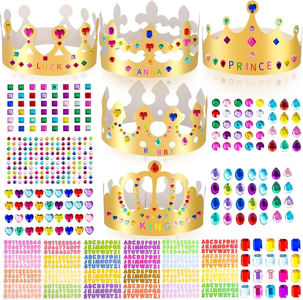 Gold Paper Crowns, Diy Birthday King Crowns Craft to Decorate, Paper Prince Princess Crown Hats f... | Amazon (US)