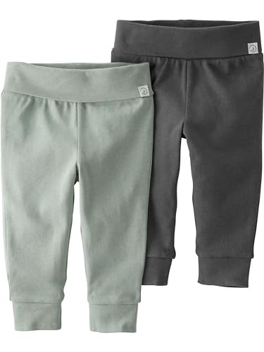 little planet by carter's unisex-baby 2-pack Pants made with Organic Cotton, Green/Charcoal, 12 Months | Amazon (US)