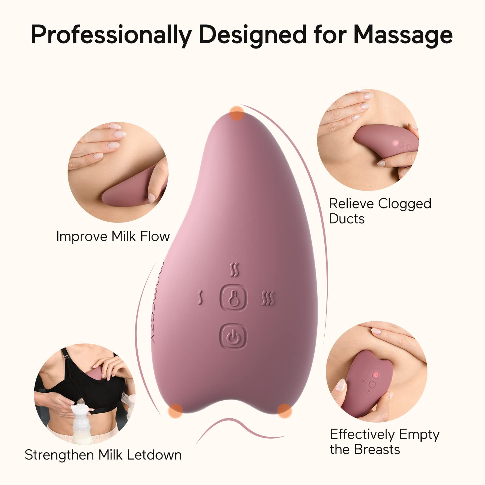 Momcozy Warming Lactation Massager 2-in-1, Soft Breast Massager for Breastfeeding, Heat + Vibrati... | Amazon (US)