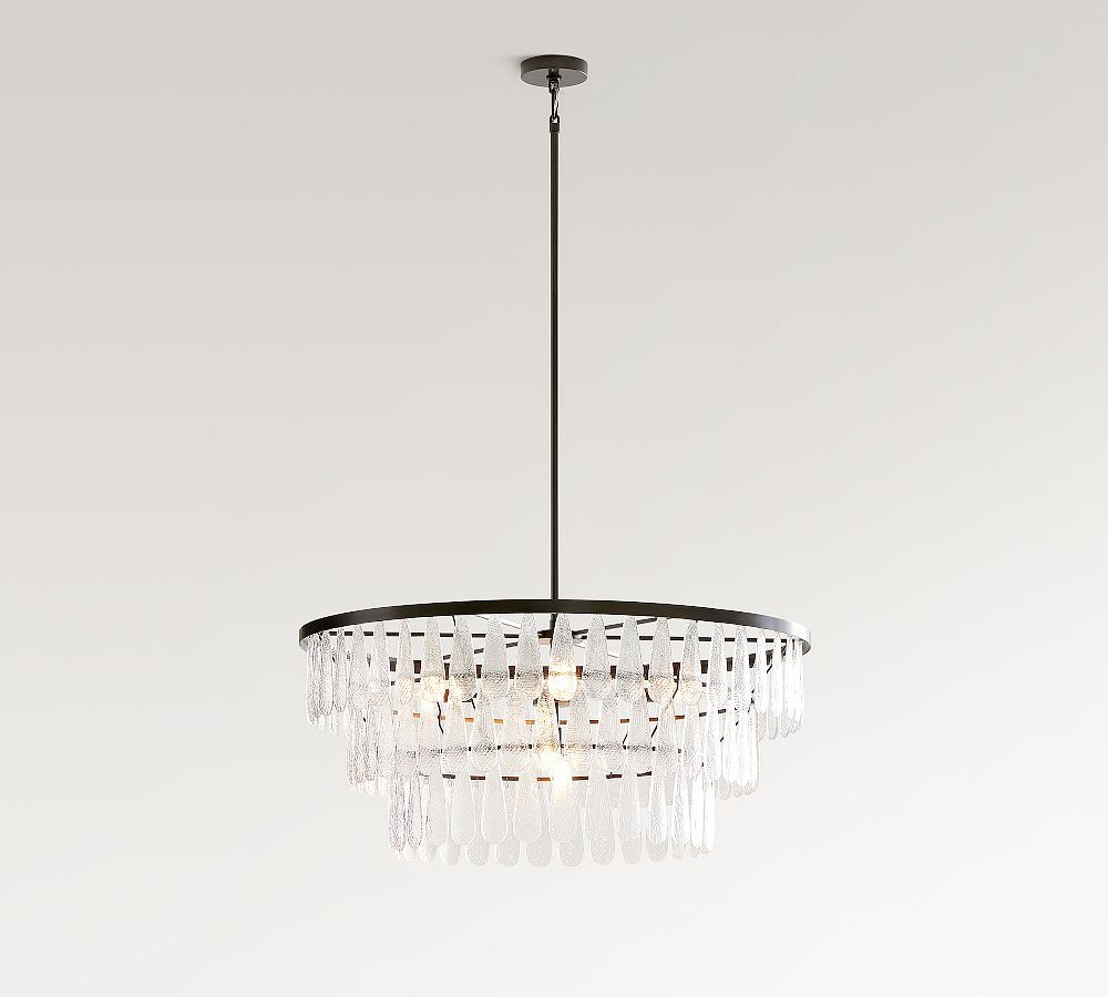 Mable Textured Glass Round Chandelier (37") | Pottery Barn (US)