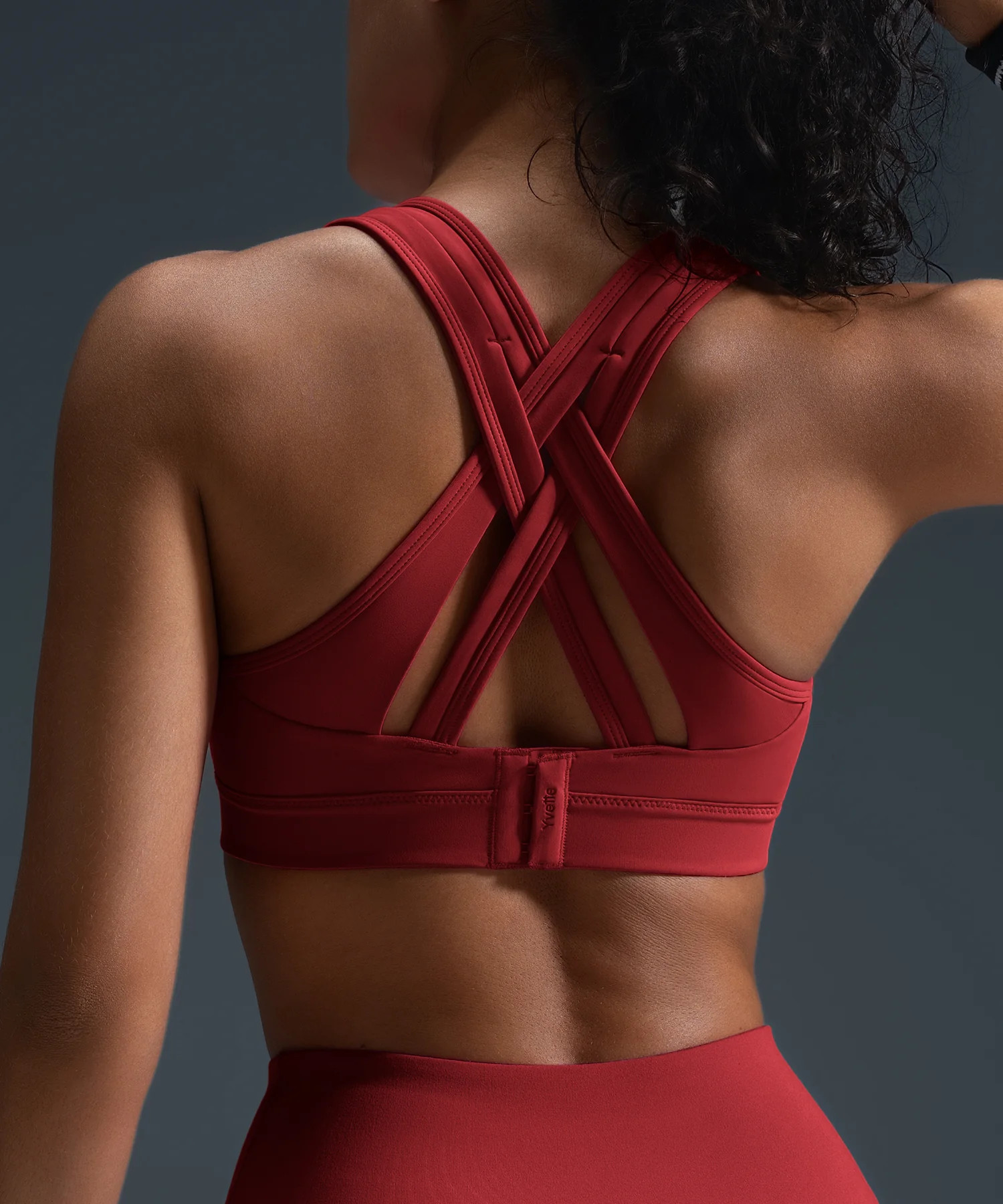 Power Cross Back Padded Running Bra | Women's High Support Sports Bra - 16G Red / S+(34D-F) - Yve... | Yvette Sports Development
