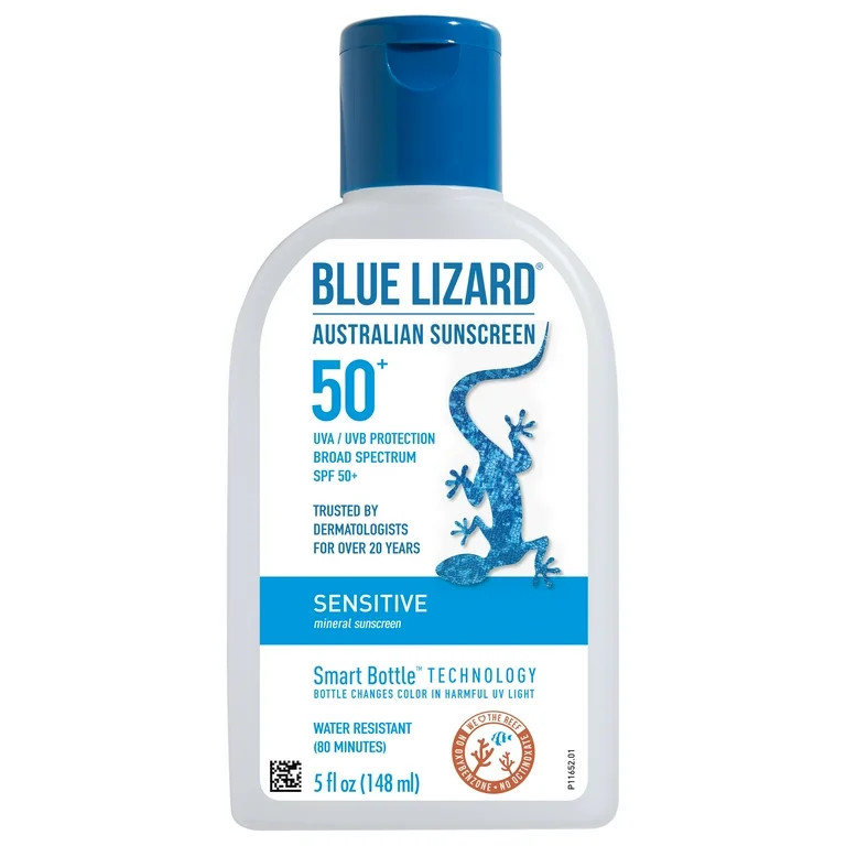 Blue Lizard Sensitive SPF 50 Mineral Sunscreen Lotion, Broad Spectrum, All Ages, 5 fl oz | Walmart (US)