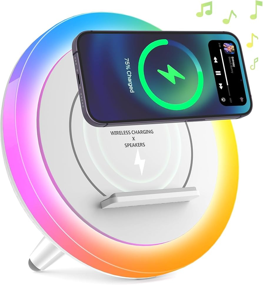 Wireless Charger Speaker with Lights,4 in 1Color Changing Modern Bluetooth Lamp,Personalized Tren... | Amazon (US)