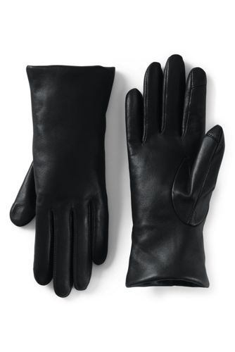 Women's EZ Touch Screen Cashmere Lined Leather Gloves | Lands' End (US)