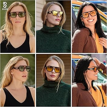 SOJOS Trendy Aviator Sunglasses for Womens Mens Polarized,Hexagonal Square Double Bridge Designer... | Amazon (US)