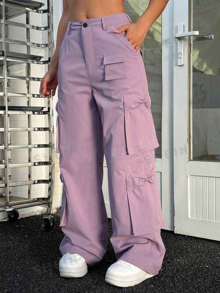 SHEIN EZwear Women's Casual Workwear Pants With Multiple Pockets | SHEIN