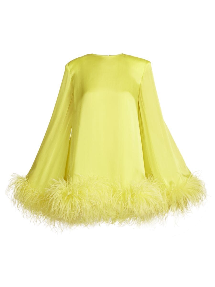 Feather-Trimmed Silk Minidress | Saks Fifth Avenue