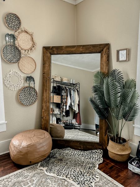 Office / mirror corner room decor. Mirror was handmade — content creator / influencer room decor ideas. Boho neutral room decor. Affordable room decor from Amazon! 

#LTKU #LTKFind #LTKhome