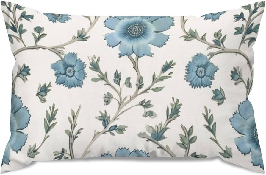Mughal Flower in Monsoon Pillow Covers Asian Throw Pillow Cover Blue Pillow Case Chinoiserie Cush... | Amazon (US)