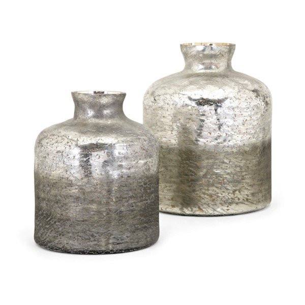 Set of 2 Green and Silver Finish Ombre Transitional Style Vases 11" - Walmart.com | Walmart (US)