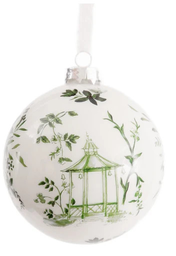 Green Pagoda Scene Ball Ornament | The Enchanted Home