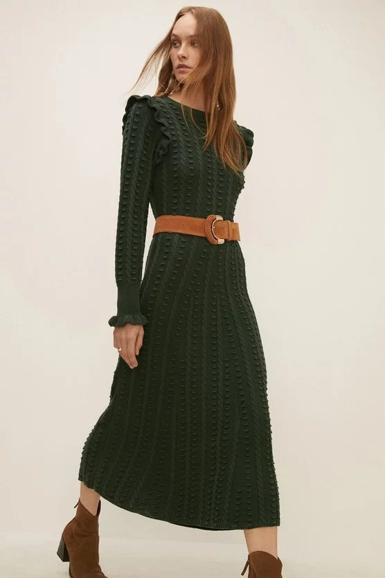 Ruffle Bobble Knit Dress | Oasis UK & IE 