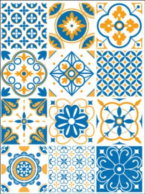 Mediterranean pattern tile blues Edible Printed Cake topper Wafer / Icing | eBay UK