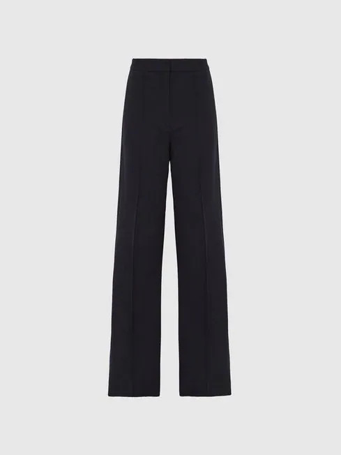 Wool Blend Wide Leg Trousers | Reiss (UK)