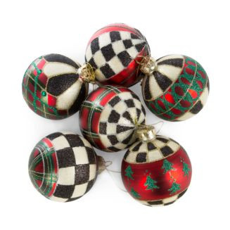 MacKenzie-Childs Tartan Glass Ball Ornaments, Set of 6  | Bloomingdale's Home | Bloomingdale's (US)
