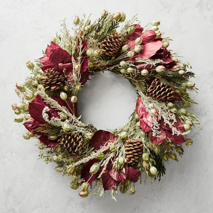 Burgundy Cedar & Pine Wreath | Williams-Sonoma