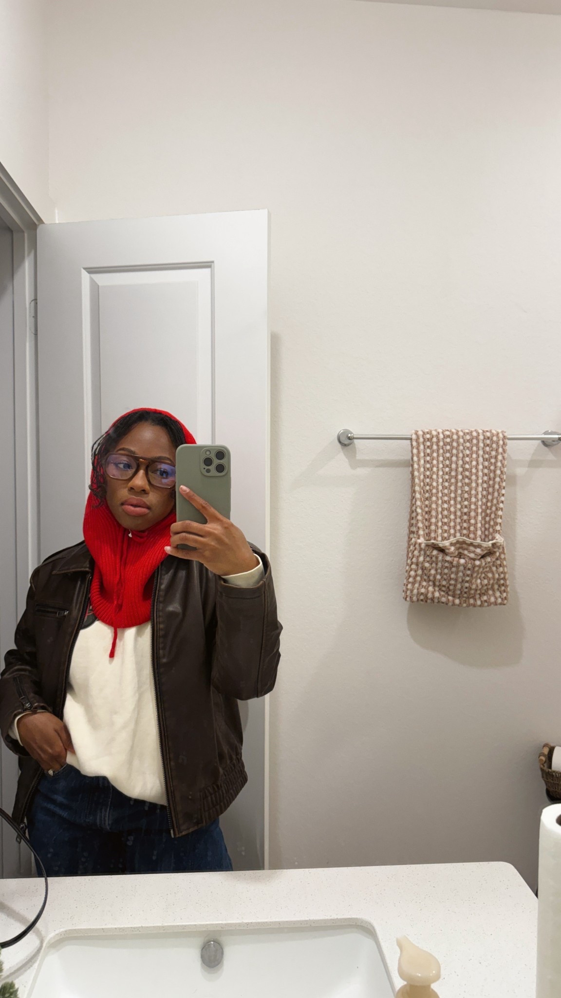 2025.12.03 - red baclava outfit 🧣

leather jacket, red scarf 

#LTKHoliday #LTKSeasonal