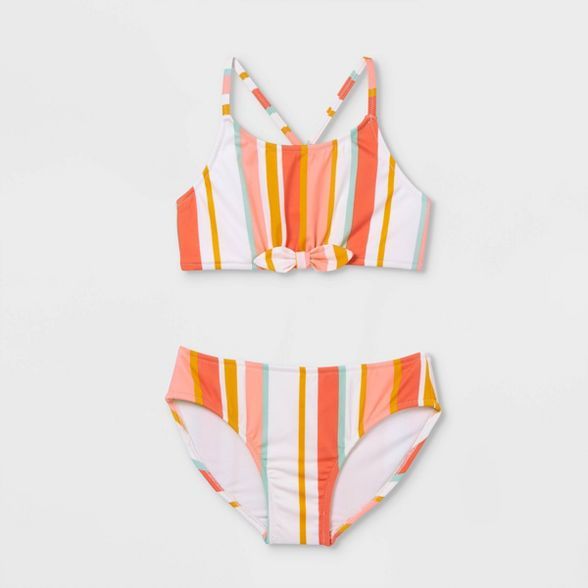 Girls' Striped 2pc Bikini Set - Cat & Jack™ Coral | Target