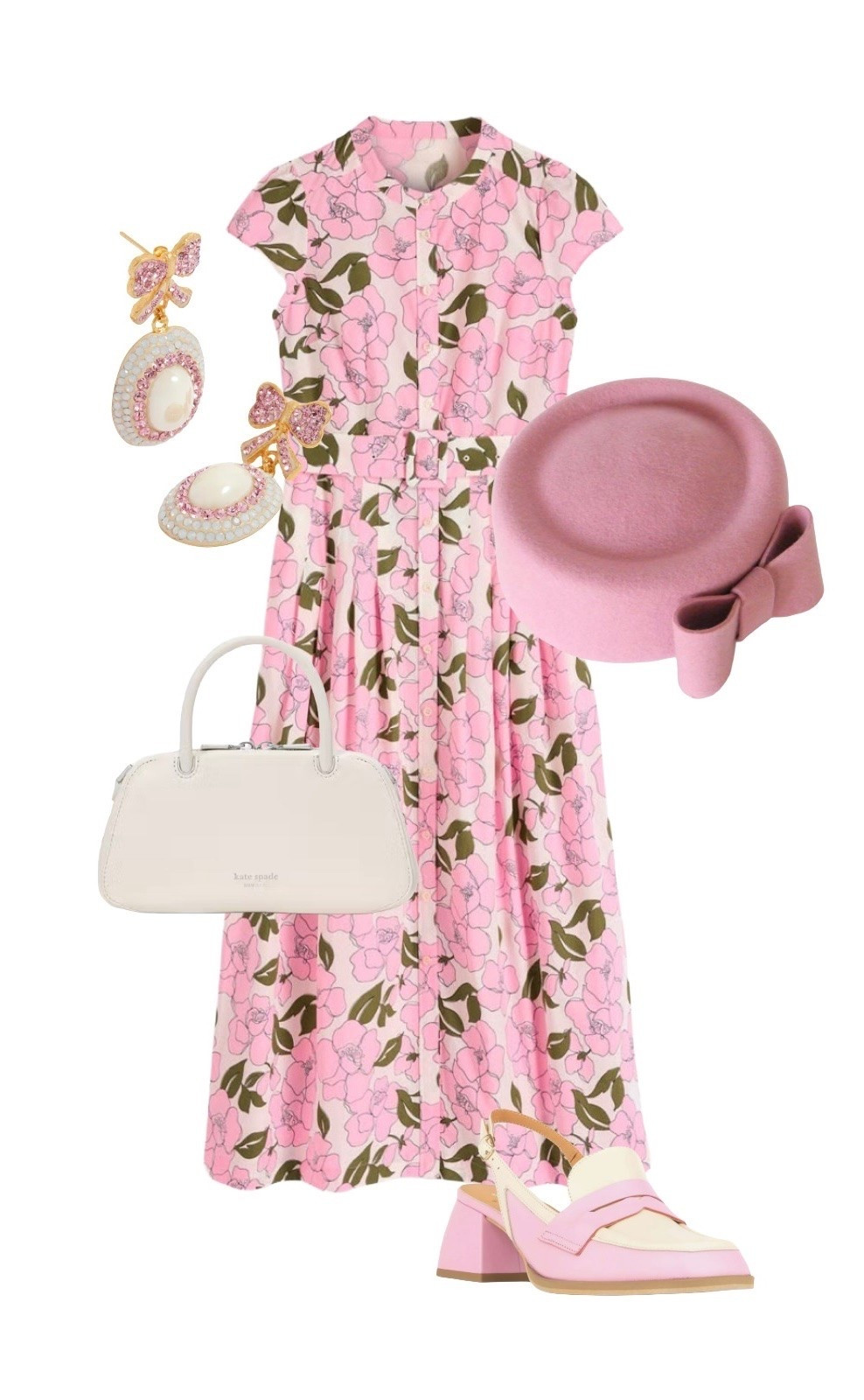 Such a pretty 1960s inspired look for a wedding guest or Royal Ascot attendee - this is dressing without having to blow your annual clothes budget! 

Arabella Pink Floral Bloom Maxi  Dress - Boden

Cream Bag - Kate Spade

Pink Bow Drop Earrings - Soru Jewellery

Pink Pillbox Bow Hat - Etsy

Pink / Cream Slingback Block Heels - Embassy London at Debenhams

#LTKeurope #LTKwedding #LTKstyletip #LTKshoes #LTKbag

#LTKsummer #LTKsale #LTKuk