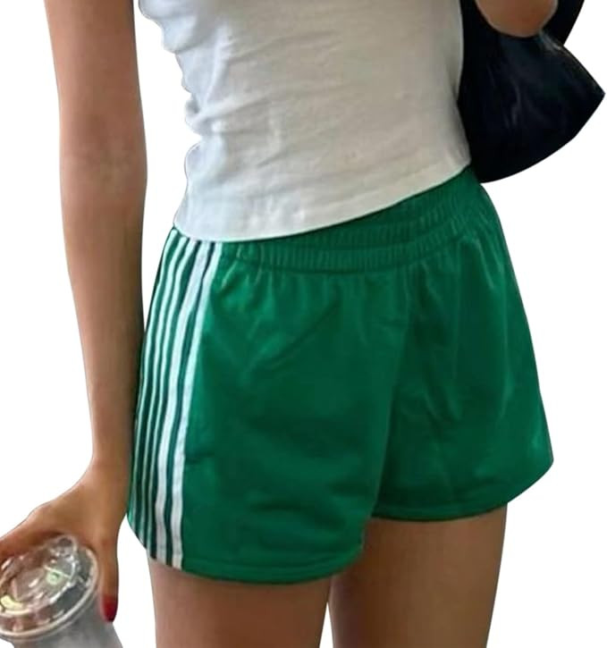 UAURORAO Women Striped Athletic Shorts Elastic Waist Side Stripe Casual Shorts Loose Patchwork Wo... | Amazon (US)