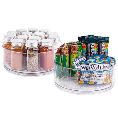 Oizeir Lazy Susan Turntable (2-Pack) - Clear Acrylic, Rotates 360 Degrees, Easily Organize Your Fridge, Cabinet or Counter - Carousel Storage for Food, Spices, Cosmetics | Amazon (US)