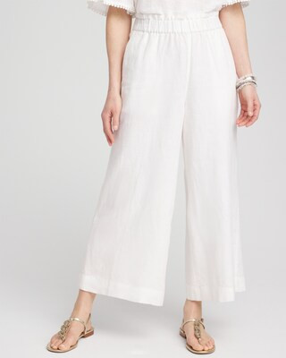 Women's Petite Linen Culotte Pants in White size 8P/10P | Chico's | Chico's