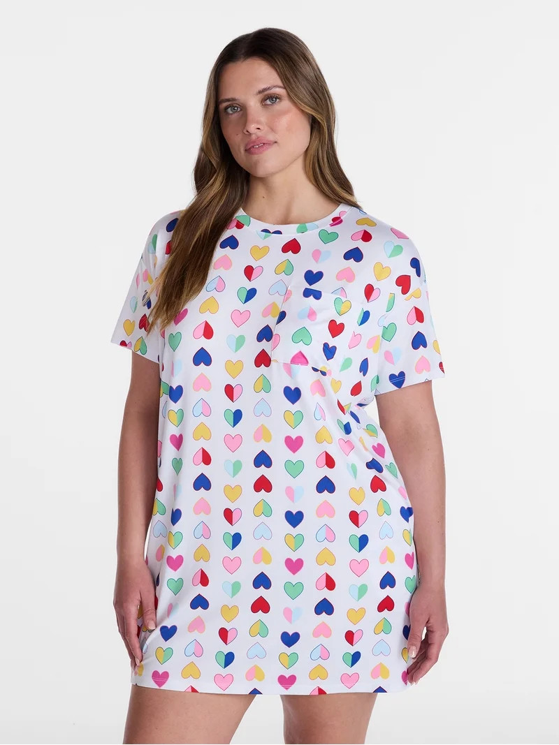 Joyspun Women's Dreamy Soft Collection Short Sleeve Sleepshirt, Sizes S/M-2X/3X | Walmart (US)