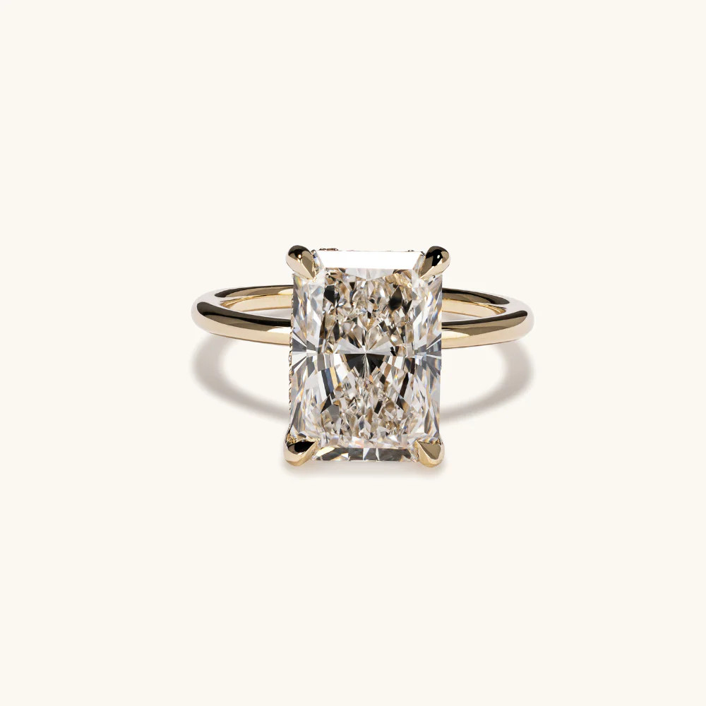 Radiant Lab Diamond Solitaire Engagement Ring with Hidden Halo | Happy Jewelers