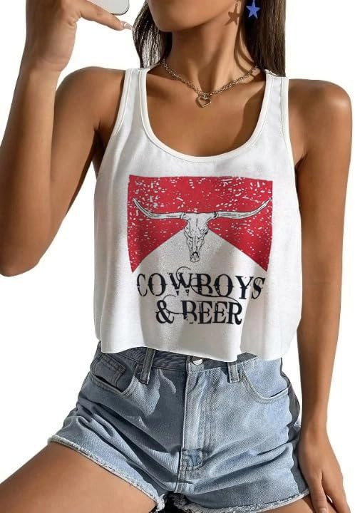 SODSHY Women's Sexy Sleeveless Top Cowboy Shirt Cute Country Concert Cowgirl Outfit Western Graph... | Amazon (US)