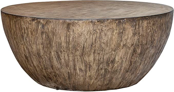 MY SWANKY HOME Minimalist Large Round Light Wood Coffee Table | Modern Geometric Block | Amazon (US)