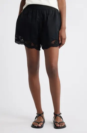 Treasure & Bond Cutwork Pull-On Woven Cotton Shorts | Nordstrom | Nordstrom