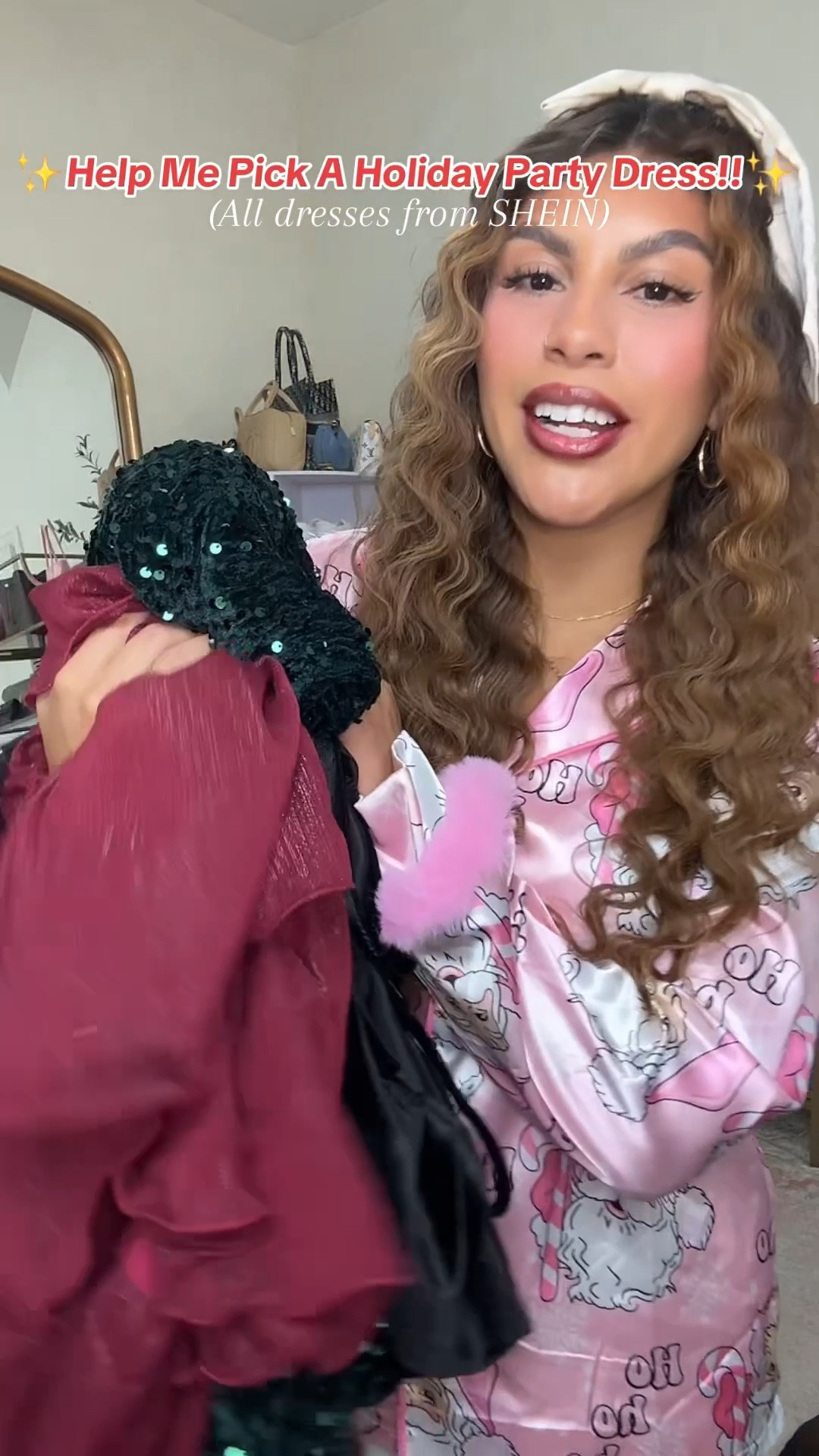 HELP 😅 Holiday party is coming FAST—help me pick my dress 🎄✨ All from SHEIN and they’re so good!! #sheinhaul #sheinfinds #holidayparty #holidaydress #christmasparty 