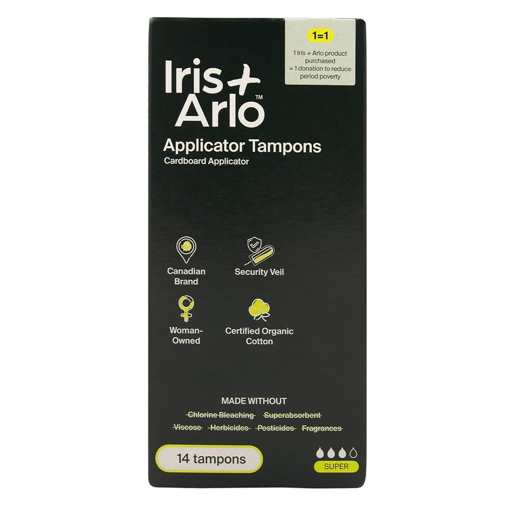 Iris + Arlo Organic Tampons, 100% Cotton, Glossed Cardboard Applicator | Super Tampons for Women ... | Amazon (CA)