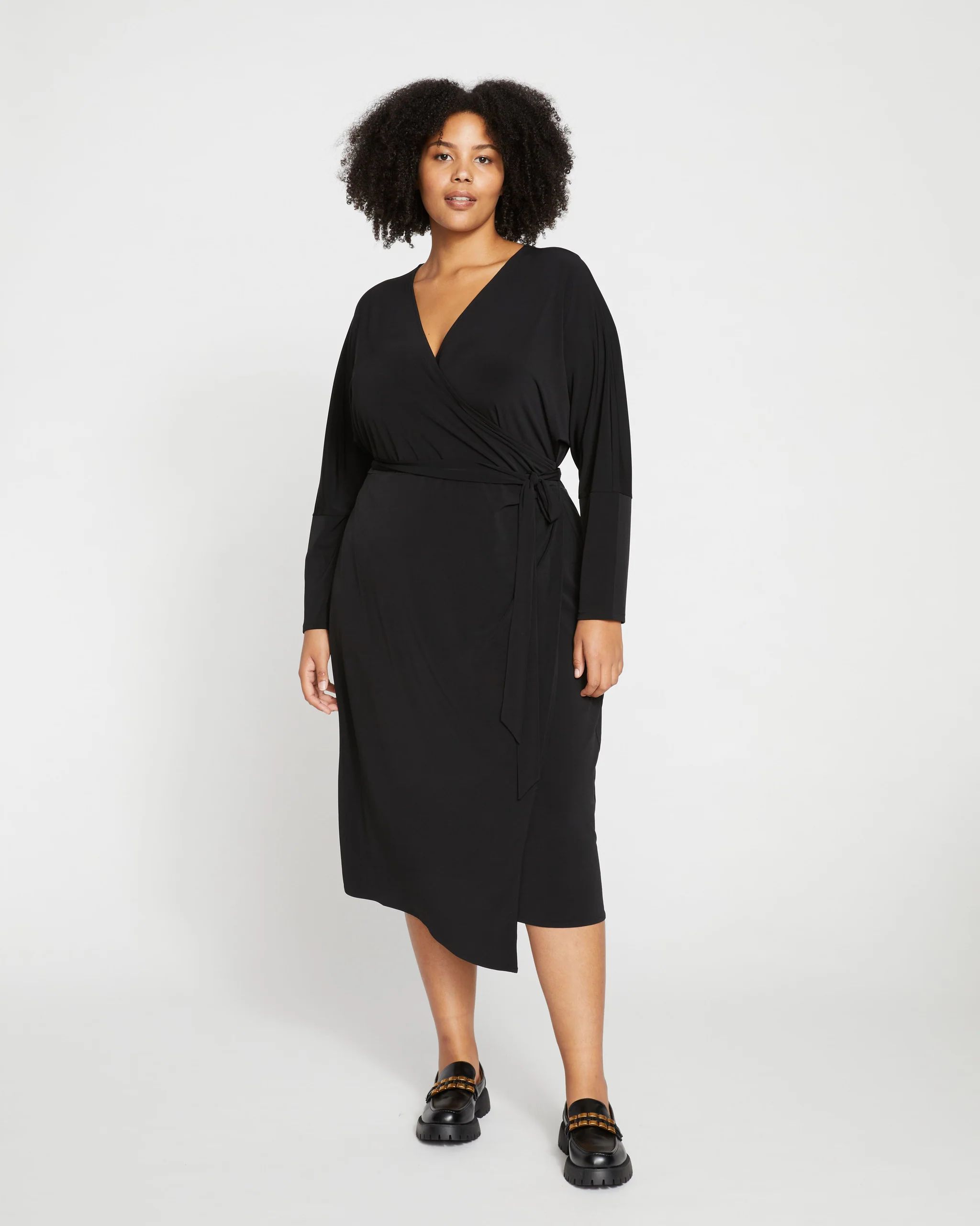 Velvety-Cool Jersey Wrap Dress - Black | Universal Standard